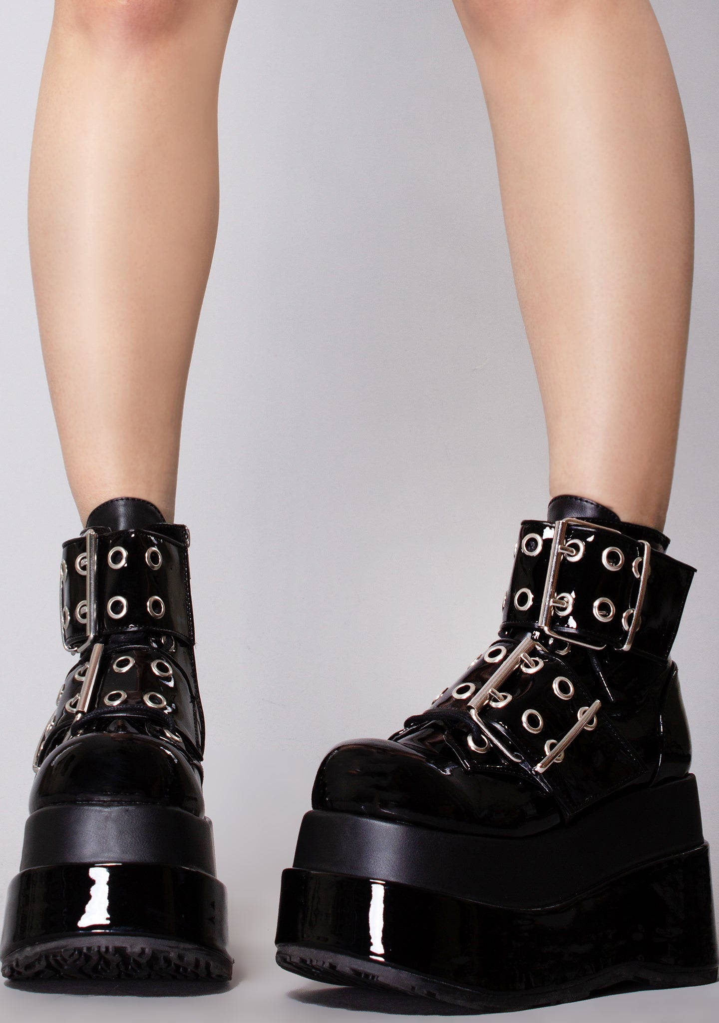  BEAR 104 Losing My Mind Patent Black Platform Boots