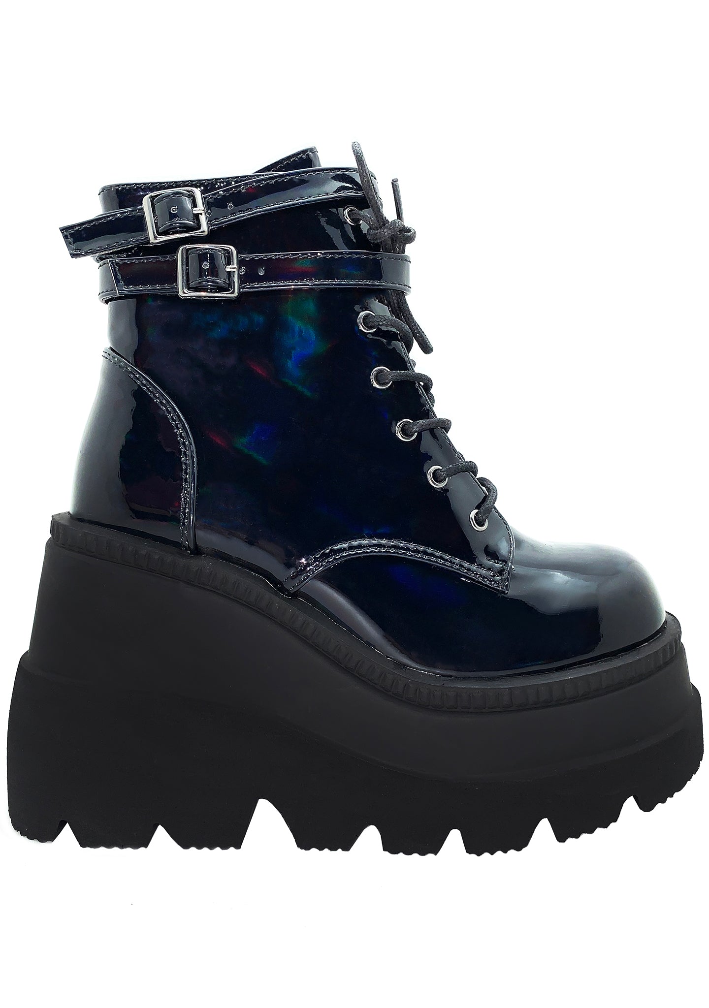  SHAKER 52 Hologram Black Platform Boots