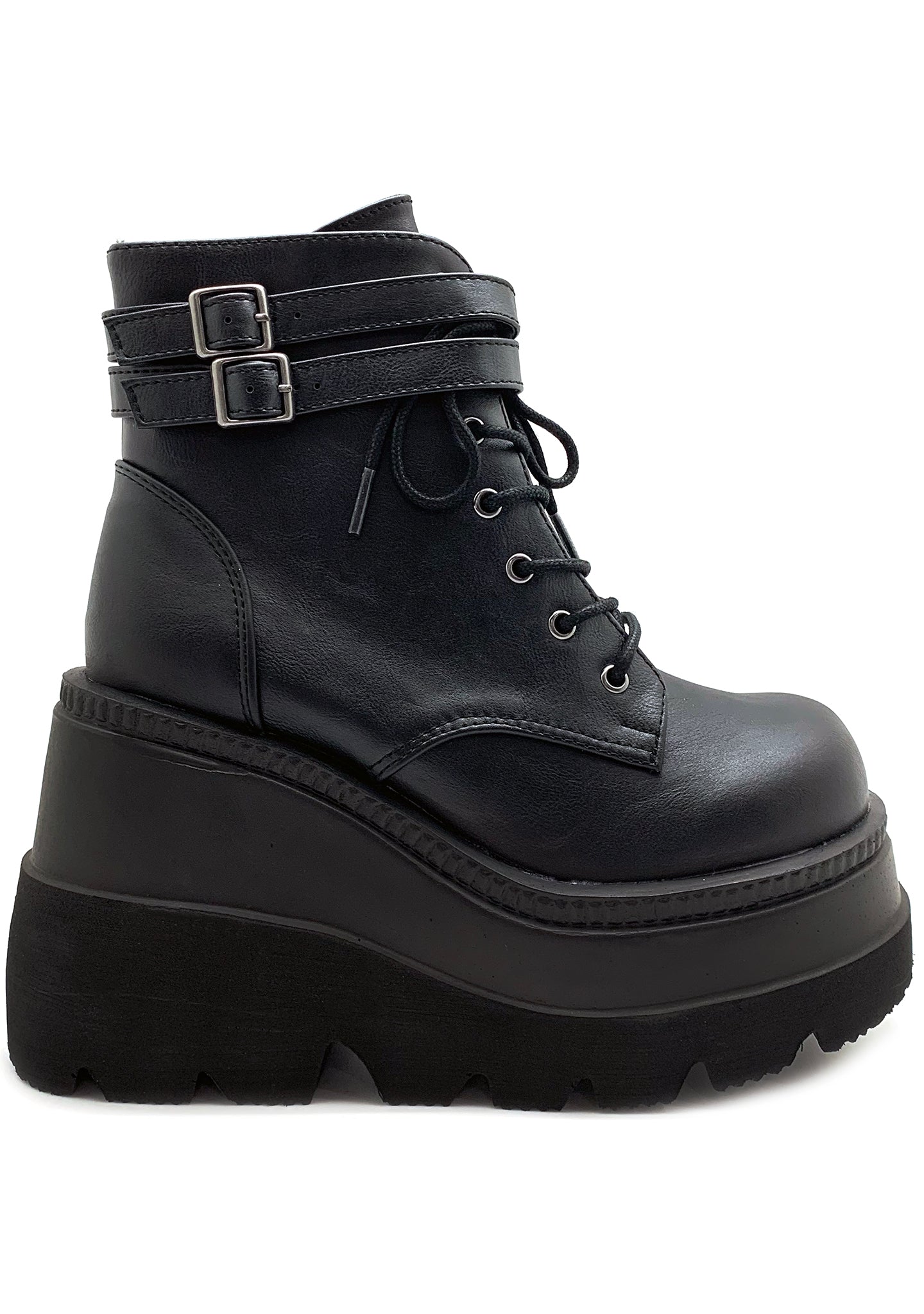  SHAKER 52 Damage Control Black Platform Boots