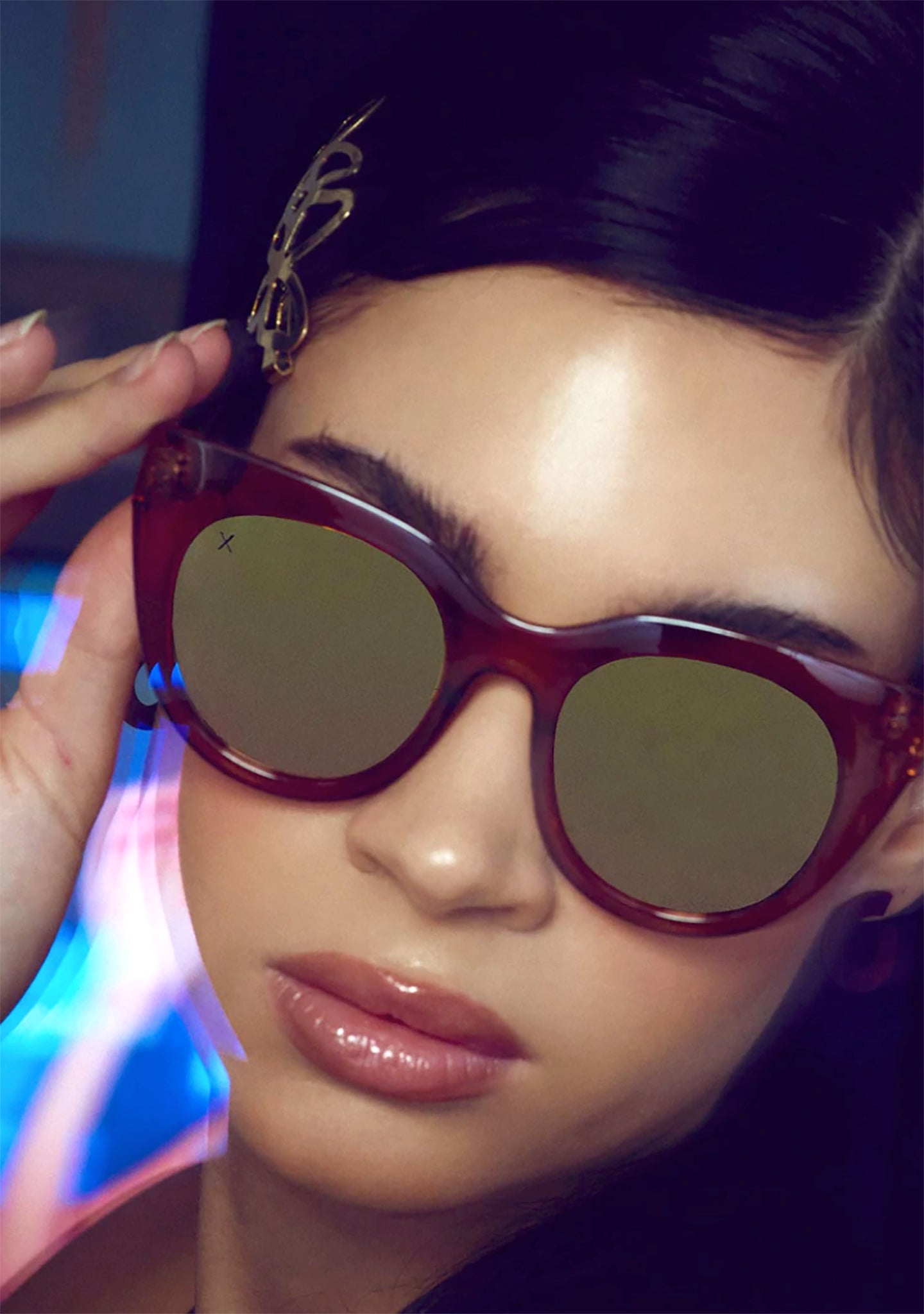  Rumors Sunglasses In Taupe Crystal/Beige Mirror
