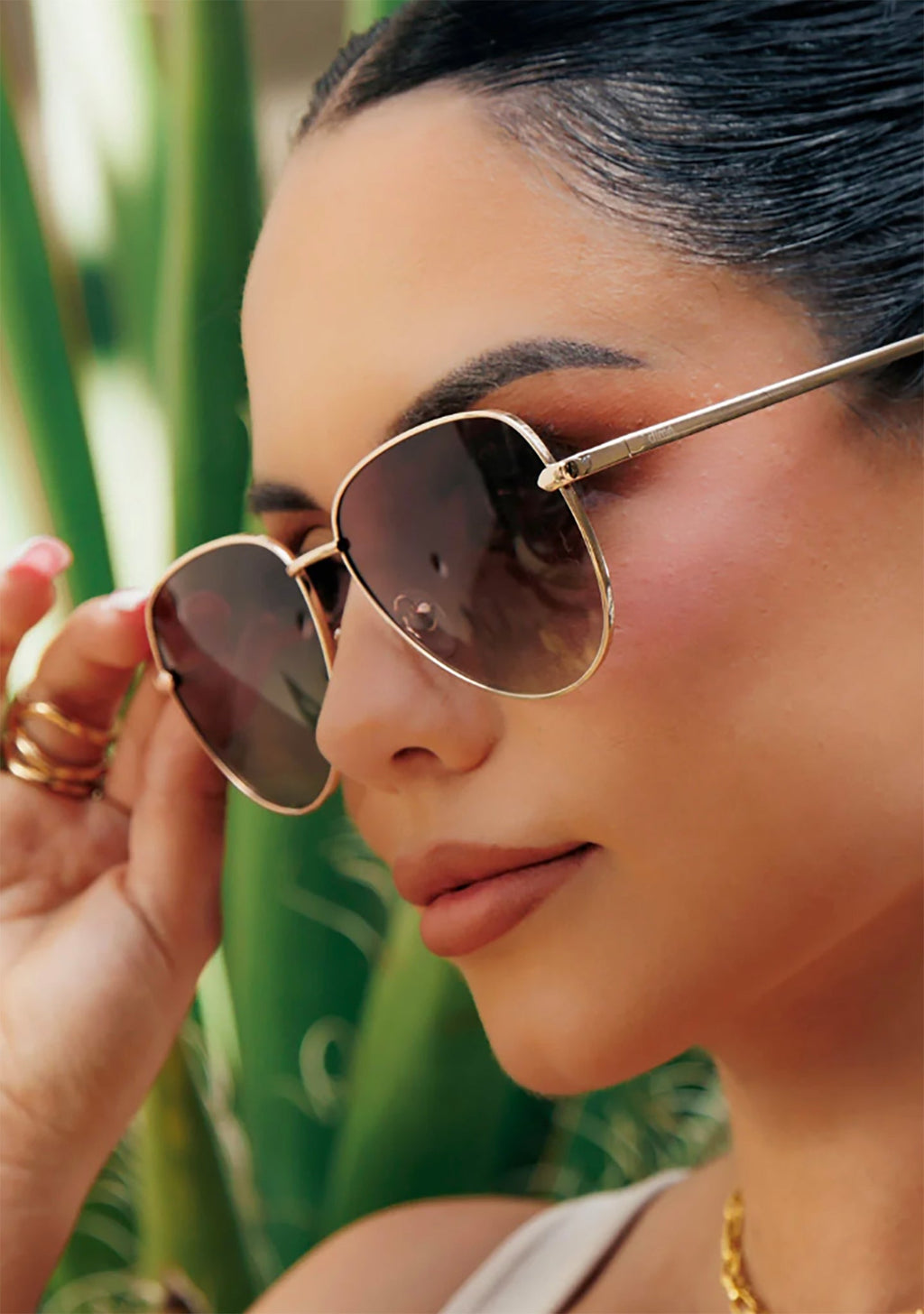  X Les Do Makeup After Party Polarized Sunglasses In Gold/Brown Gradient