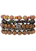  Chocolate Raspberry Champagne Stacked Bracelet