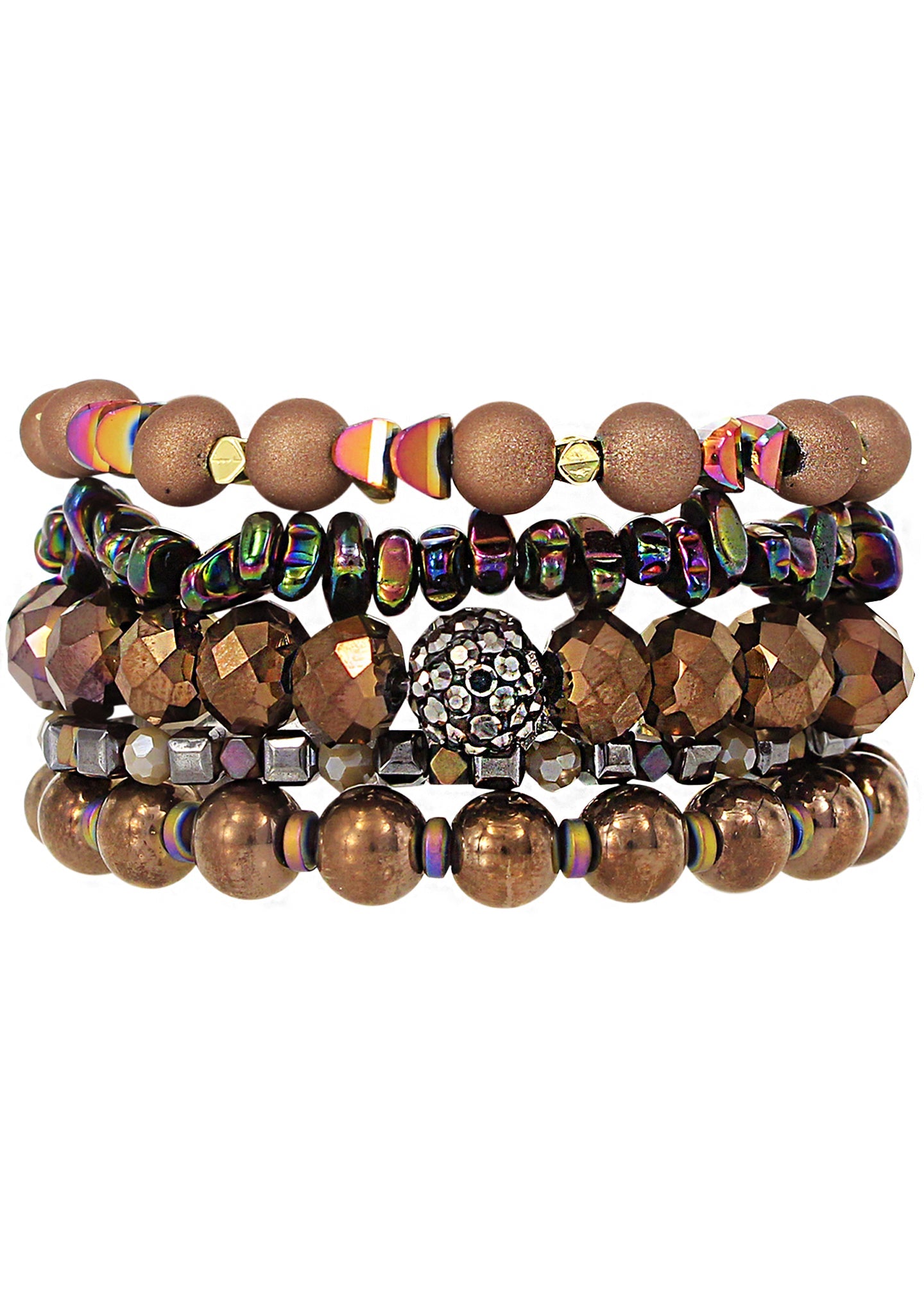  Chocolate Raspberry Champagne Stacked Bracelet