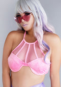  Pink Fantasy Velour Halter Top