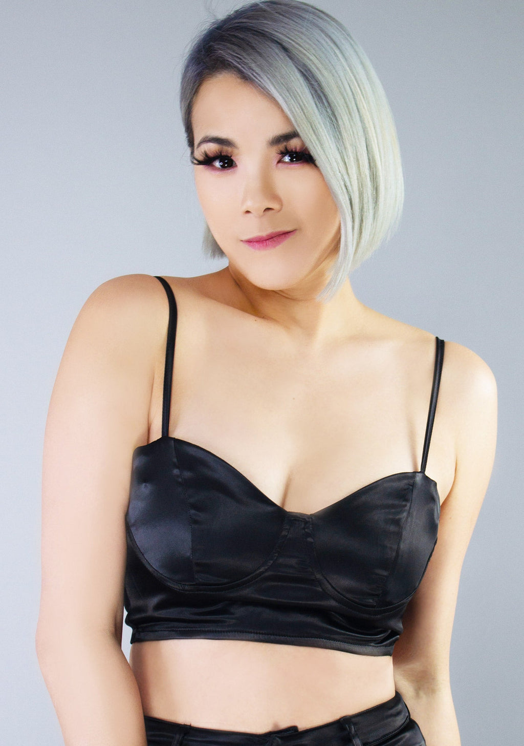  Glamour Fest Satin Bustier Crop Top