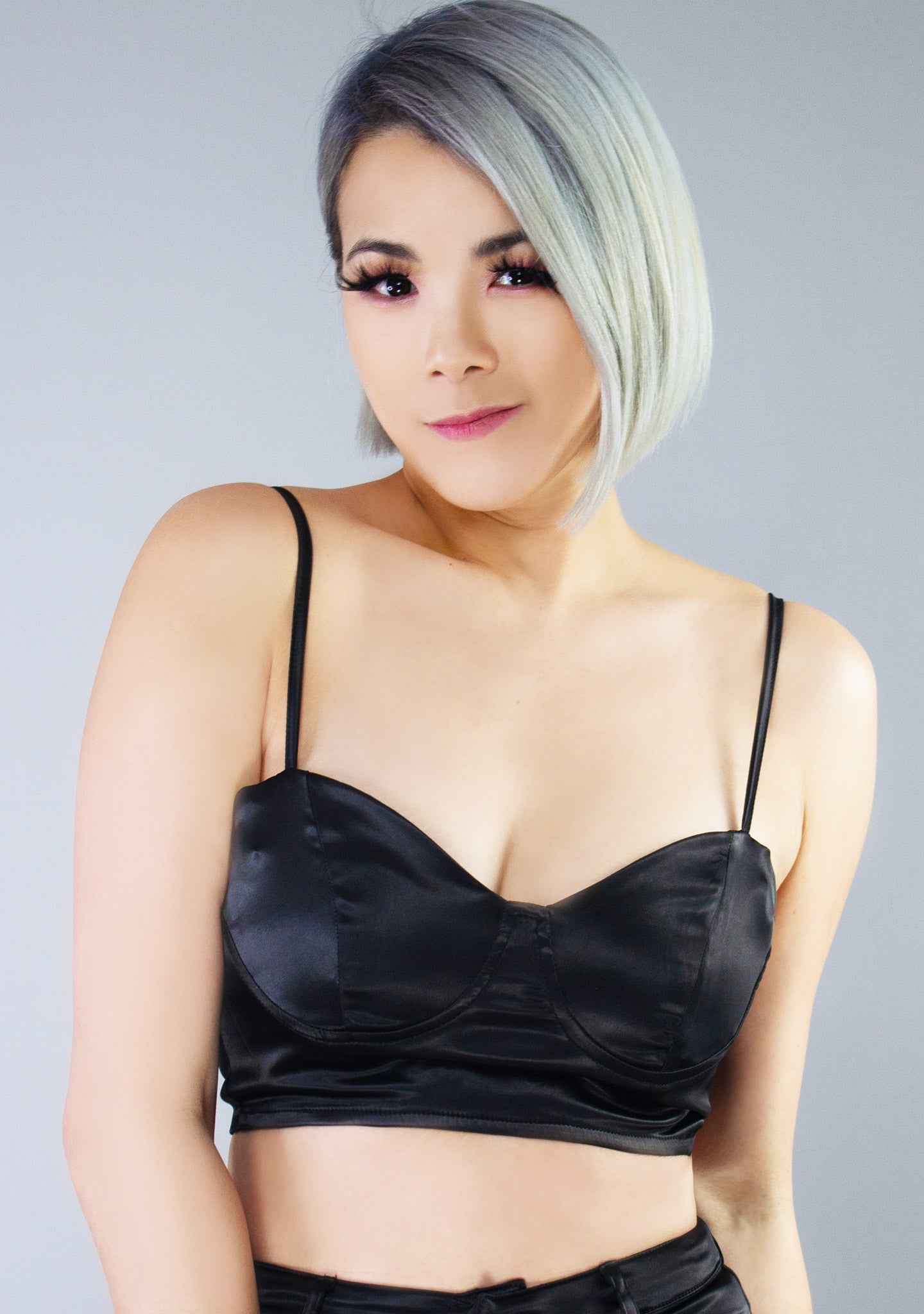  Glamour Fest Satin Bustier Crop Top