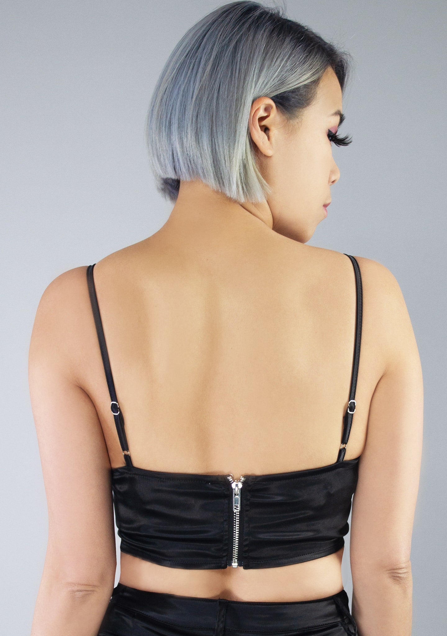  Glamour Fest Satin Bustier Crop Top