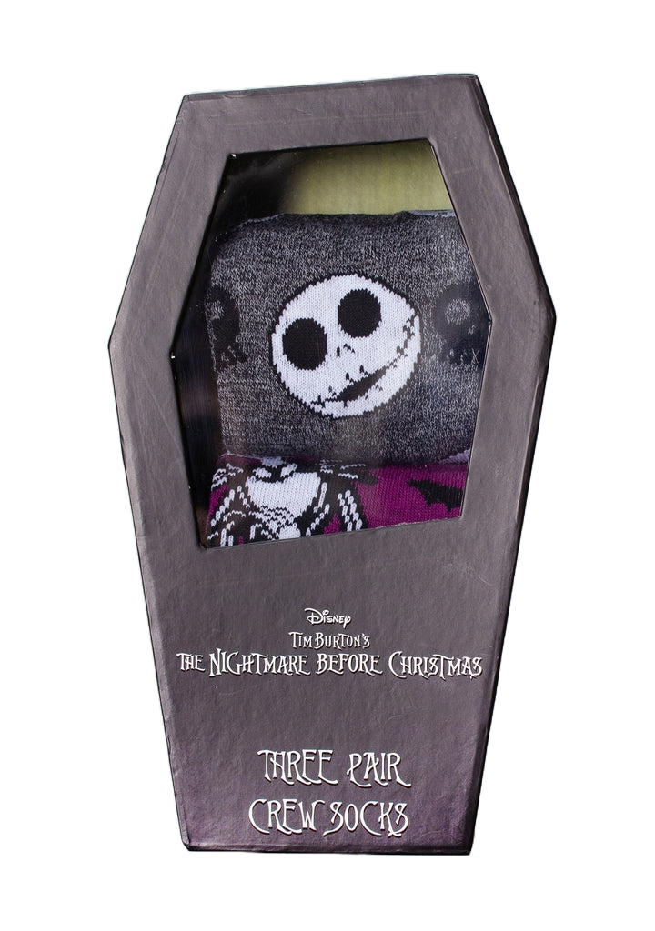 Bioworld Disney Nightmare Before Christmas Coffin 3PK Sock Gift Box Set
