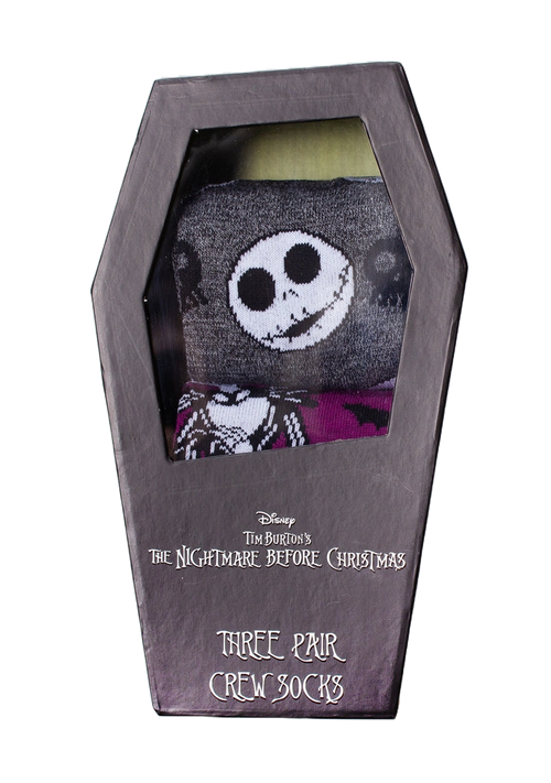 Bioworld Disney Nightmare Before Christmas Coffin 3PK Sock Gift Box Set
