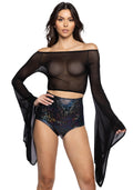  Nomadic Nirvana Black Mesh Gypsy Sleeve Top