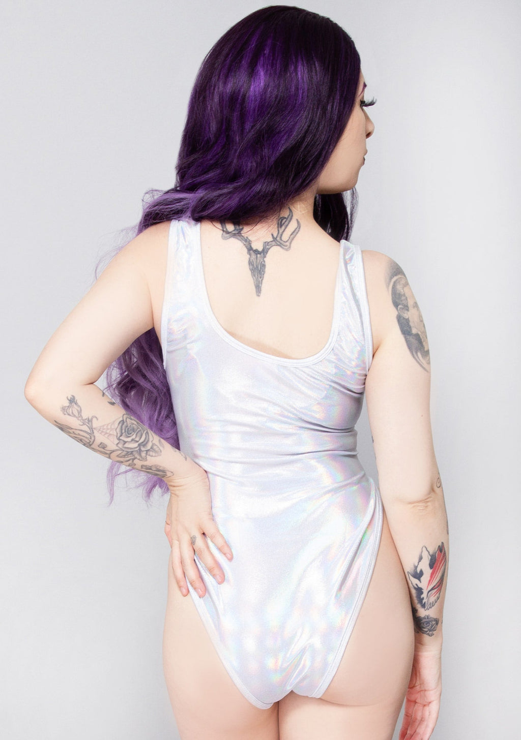  White Spectrum Holographic Bodysuit