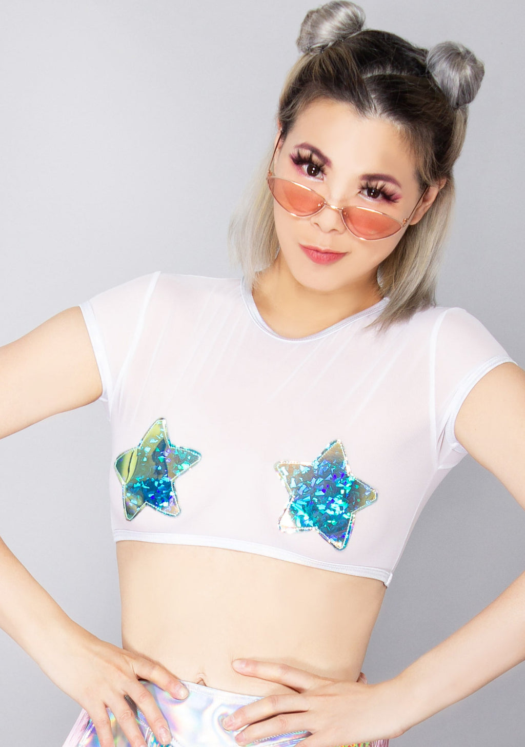  Bright Lights Mesh Cropped Top