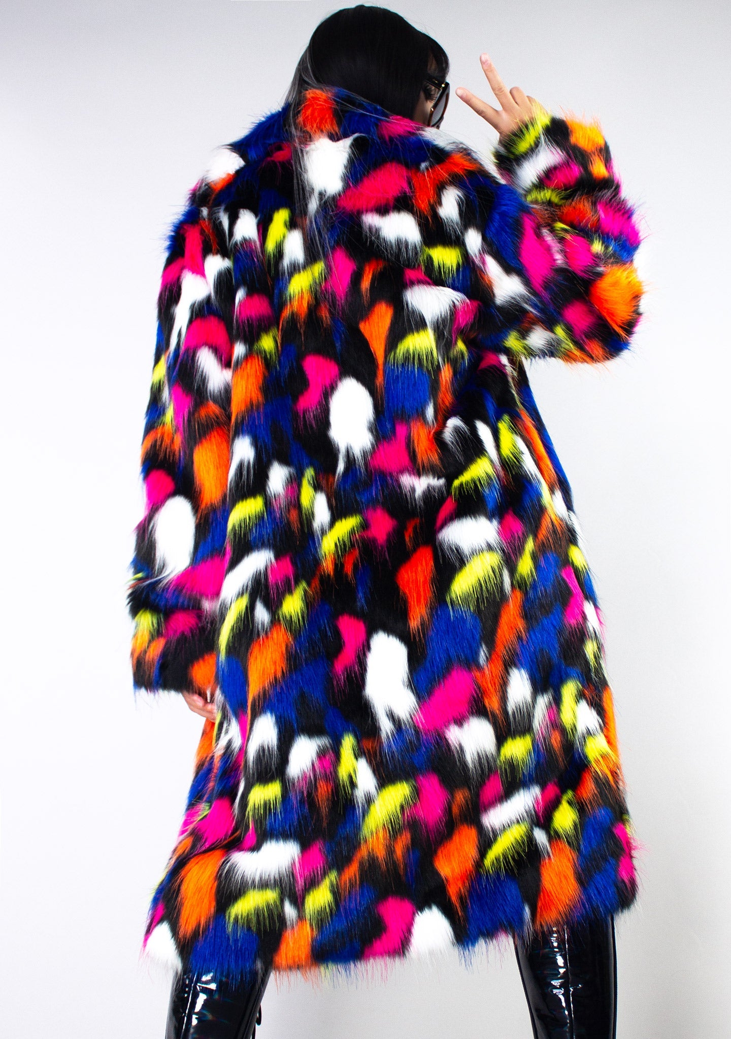  Neon Dreams Mid Length Fur Jacket