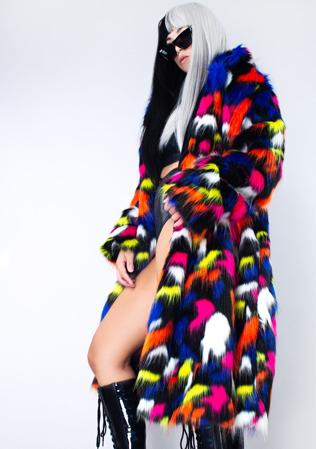  Neon Dreams Mid Length Fur Jacket