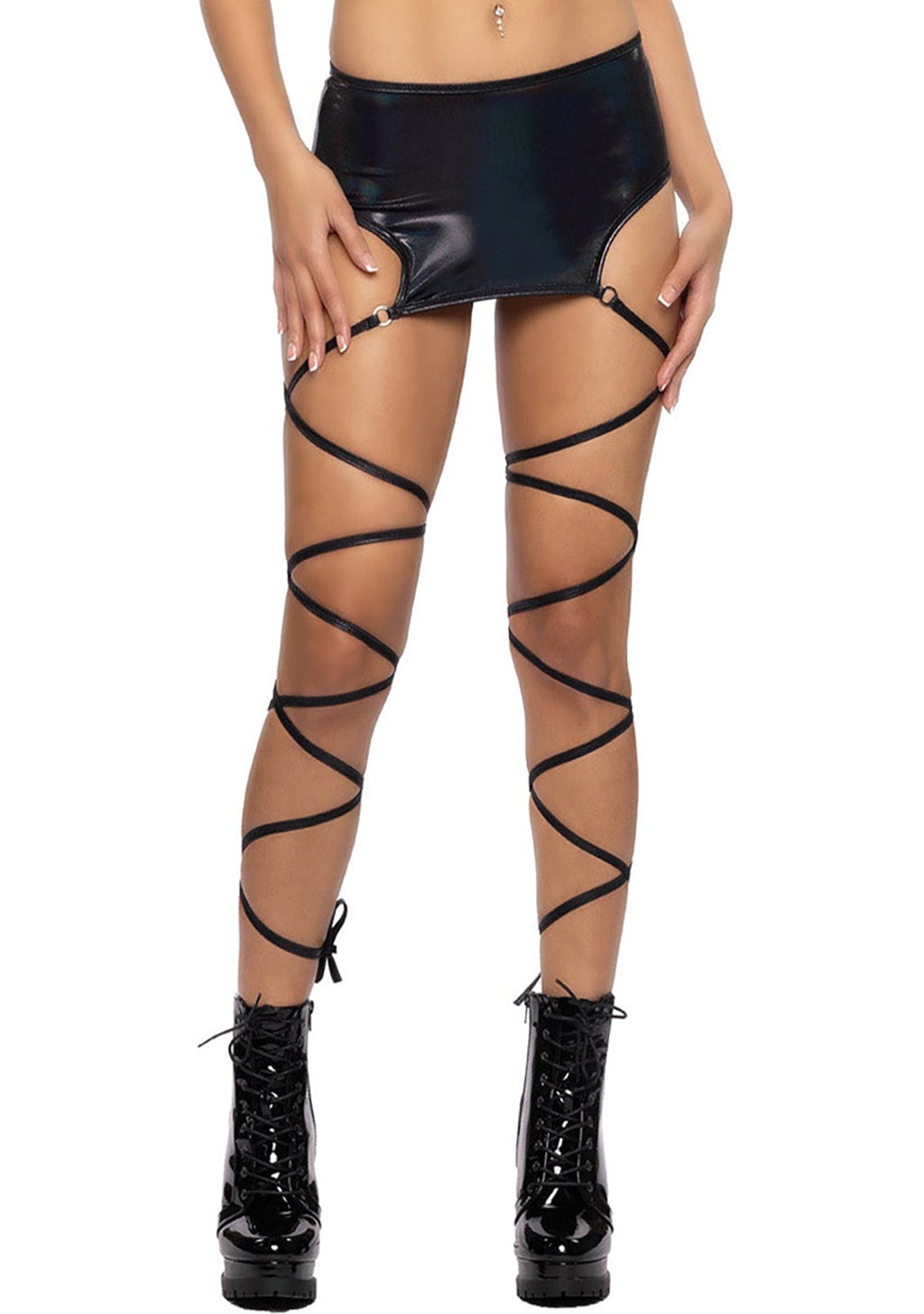  Shadow Dancer Black Harness Wrap Skirt