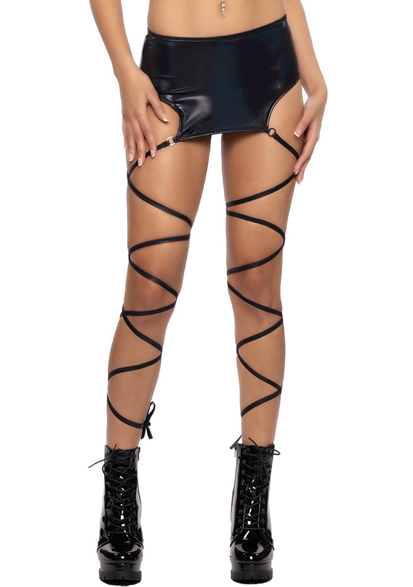  Shadow Dancer Black Harness Wrap Skirt