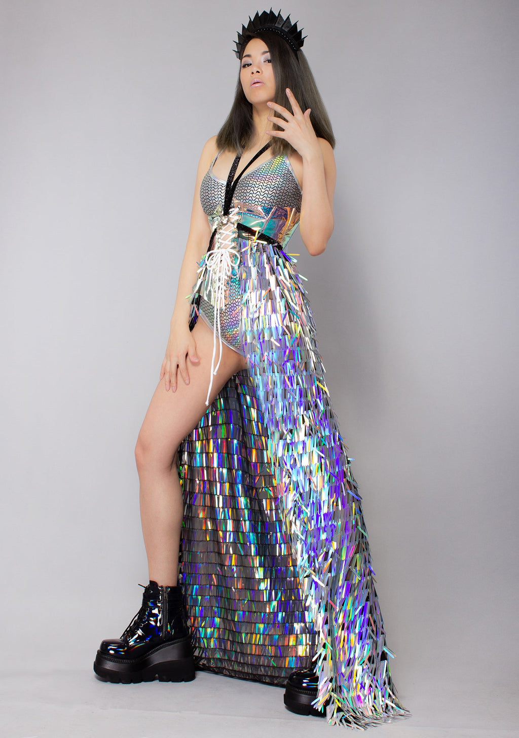  Knives Out Blade Sequin Harness Gypsy Skirt One Size