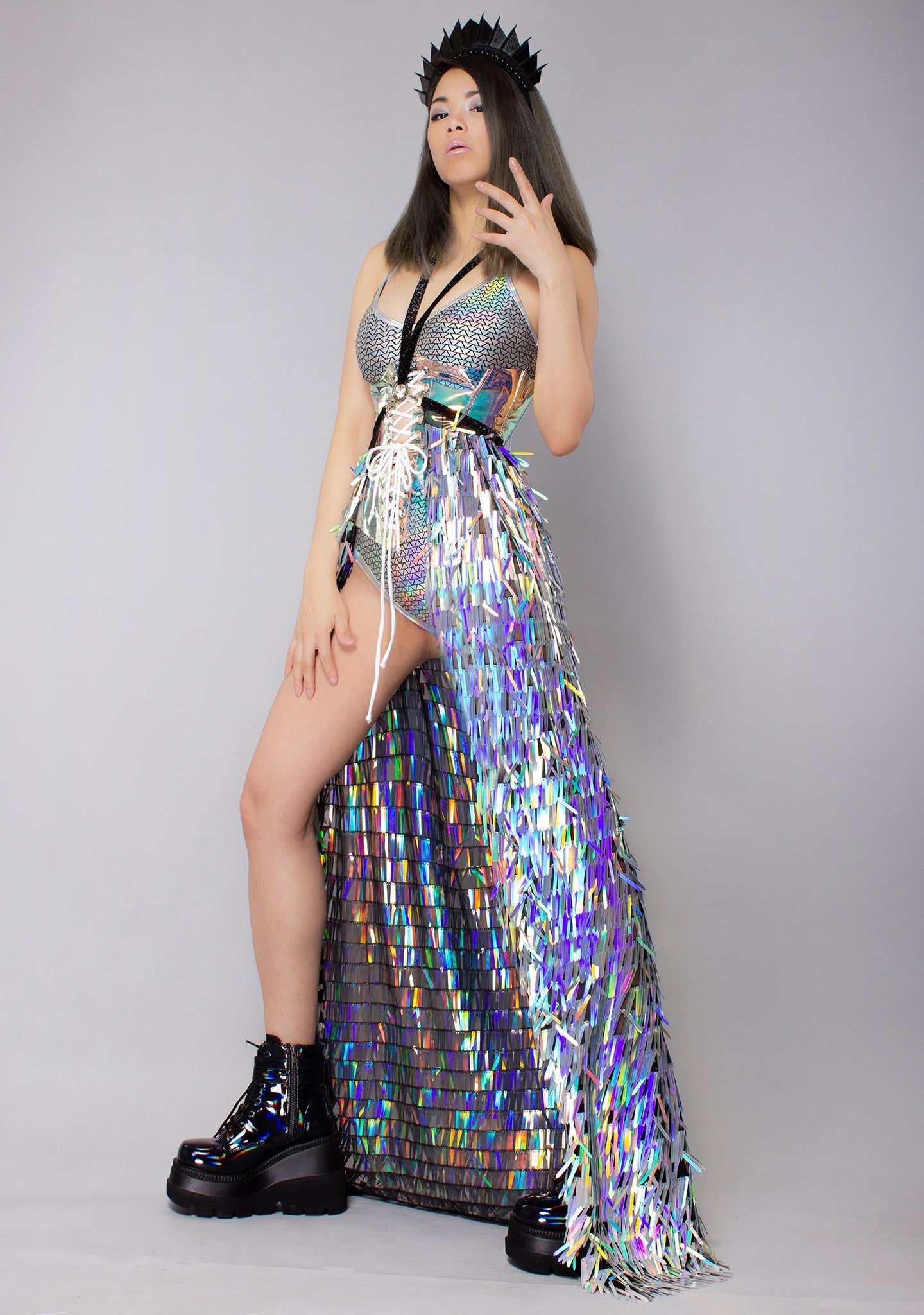  Knives Out Blade Sequin Harness Gypsy Skirt One Size