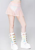  Lolita Mesh Skater Skirt In Pastel Pink