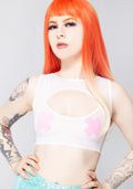  Pure Dreams Mesh Keyhole Crop Top