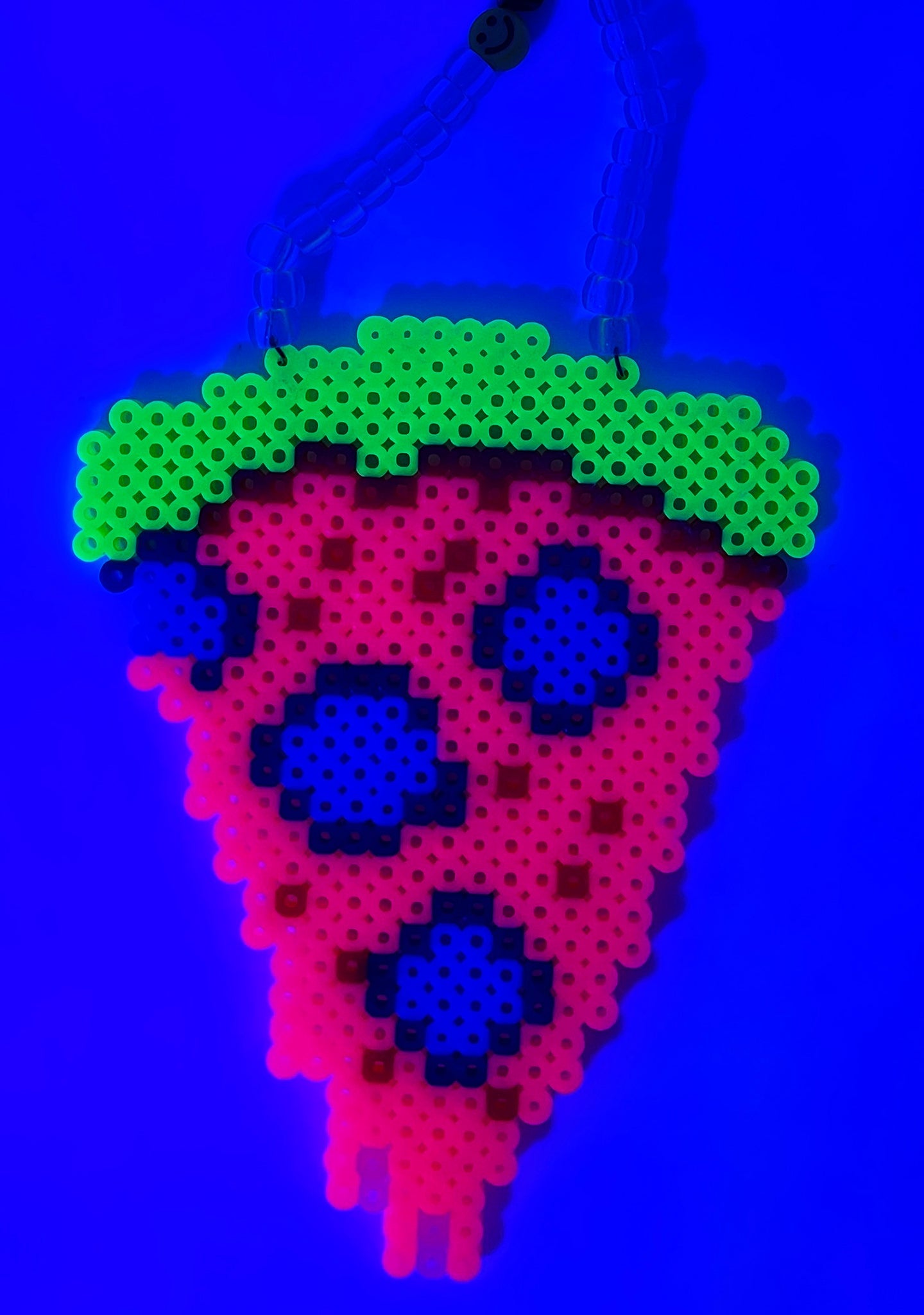  Cosmic Pizza Party UV Reactive Rave Kandi Necklace