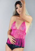  Crystal Cosmo Rhinestone Fringe Top