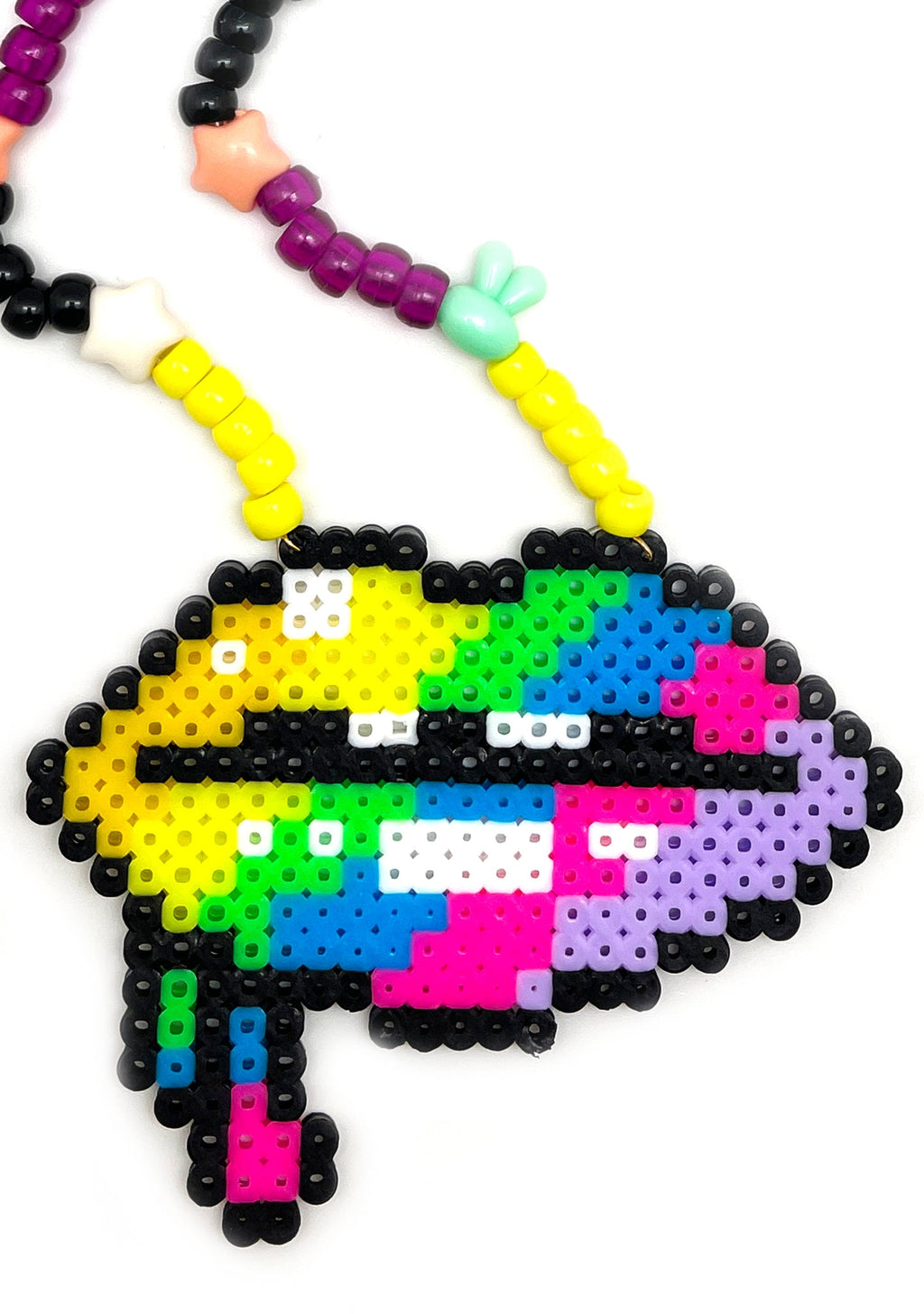  Disko Kiss Lips Rave Kandi Necklace