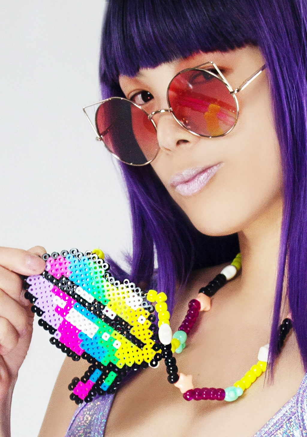  Disko Kiss Lips Rave Kandi Necklace