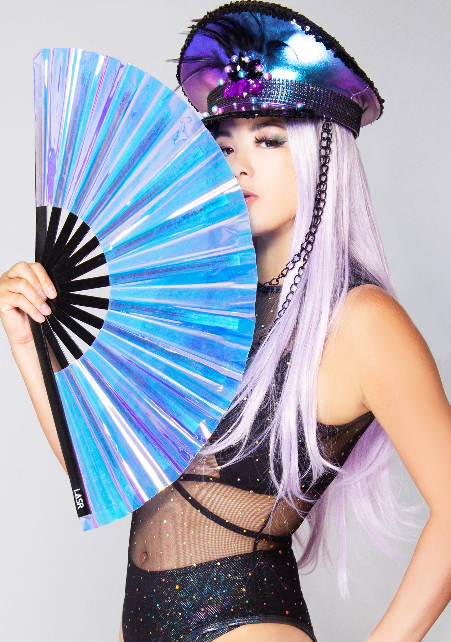  Electric Storm Iridescent Fluid Rave Fan