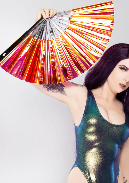  Atomic Phoenix Iridescent Fluid Rave Fan