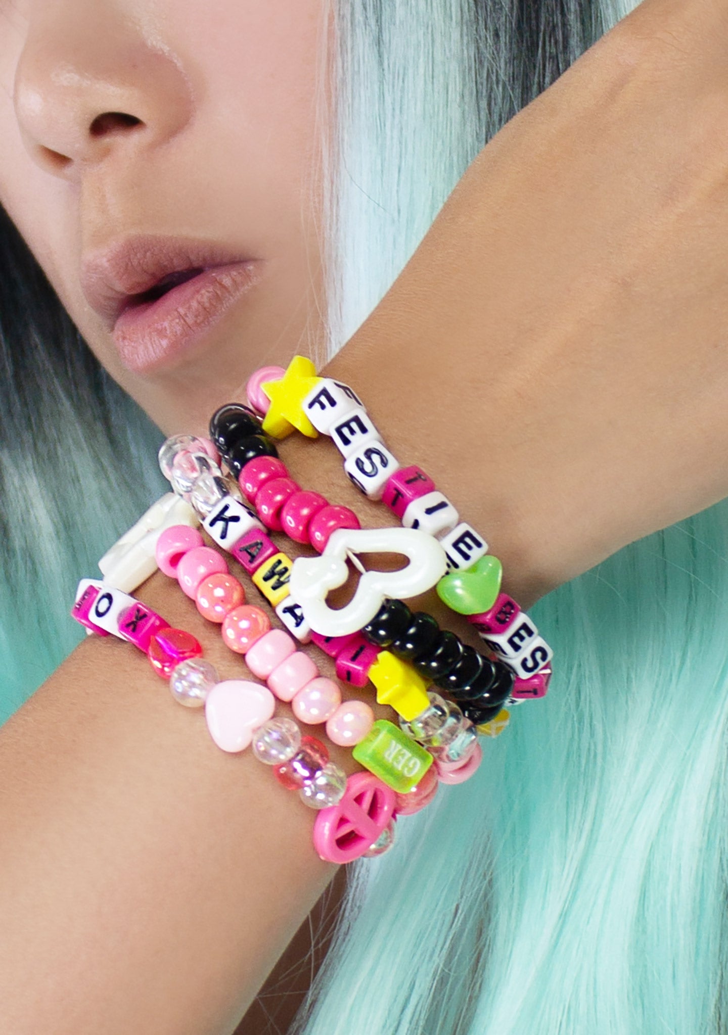  Festie Bestie 5PC Stacked Rave Kandi Bracelet