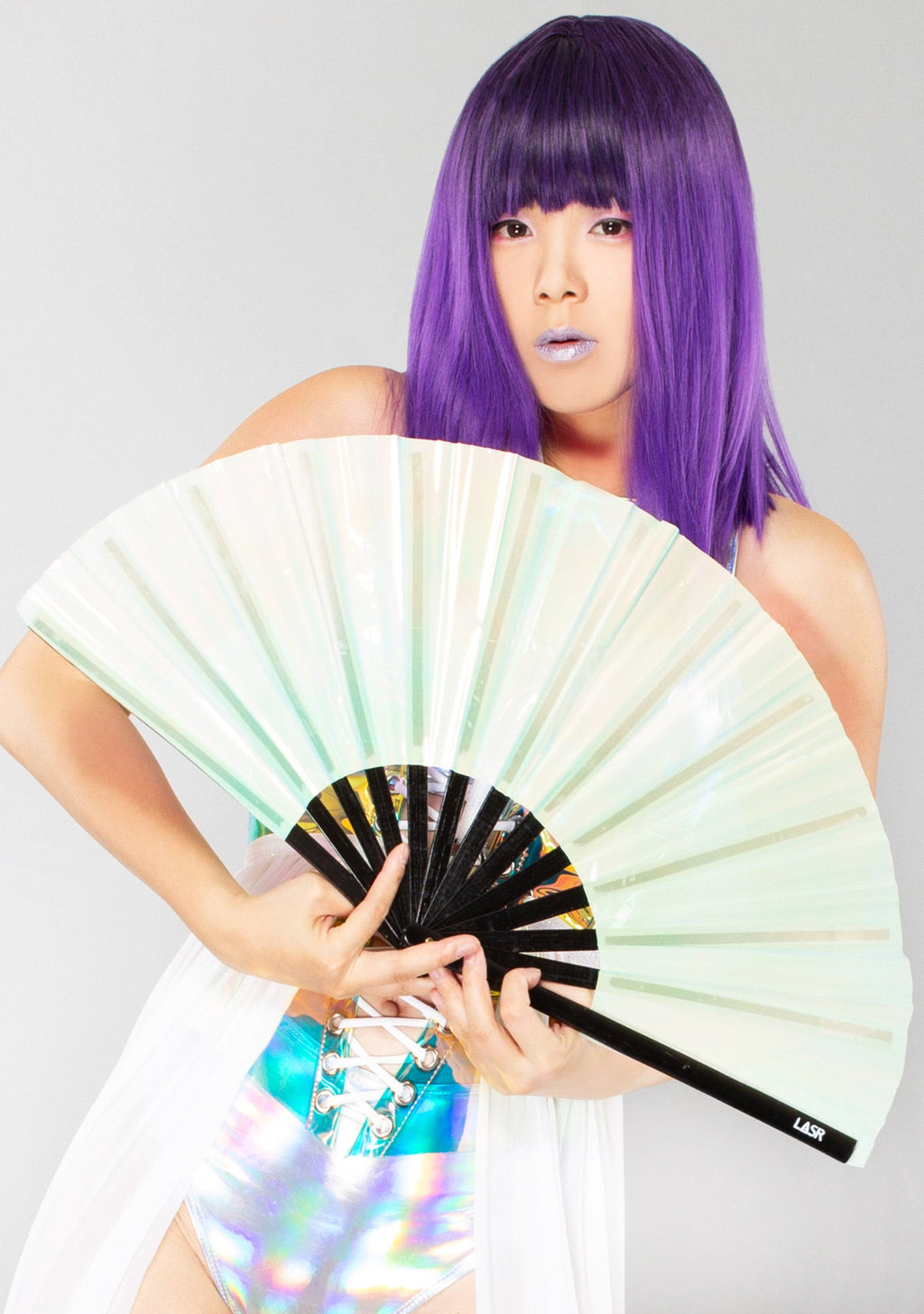  Frost Bite Iridescent Fluid Rave Fan
