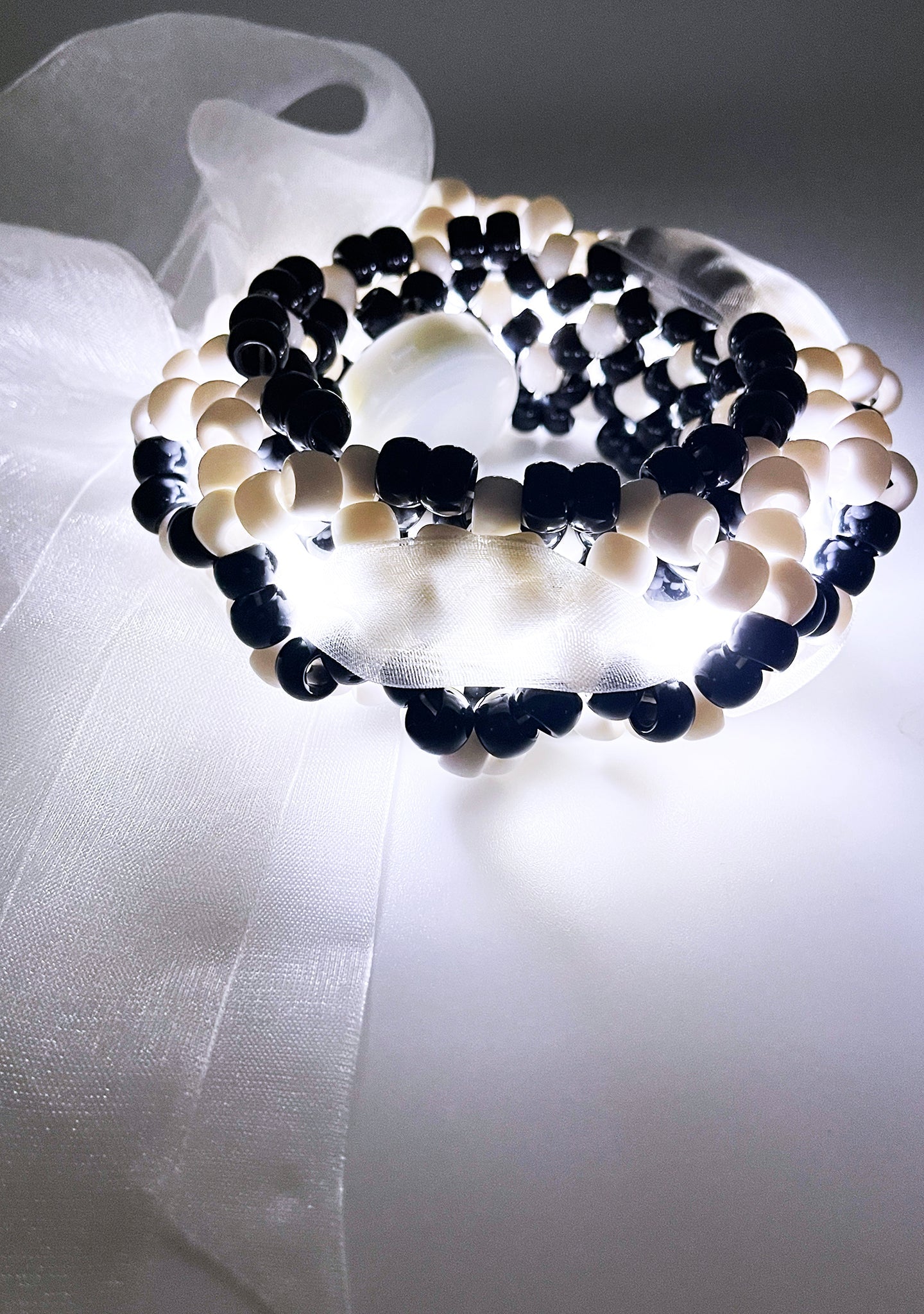  Gothitelle Lolita Light Up Ribbon Rave Kandi Bracelet