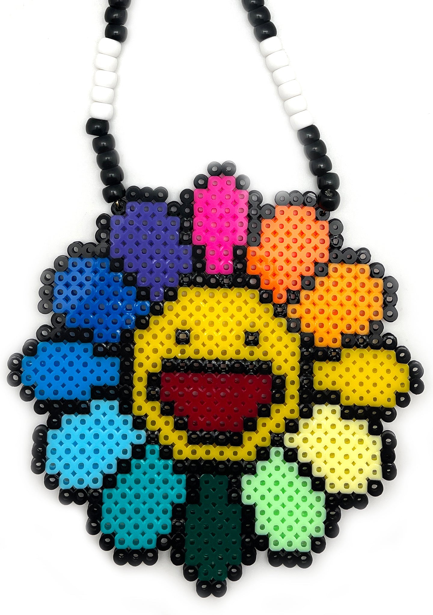  Happy Rainbow Flower Rave Kandi Necklace