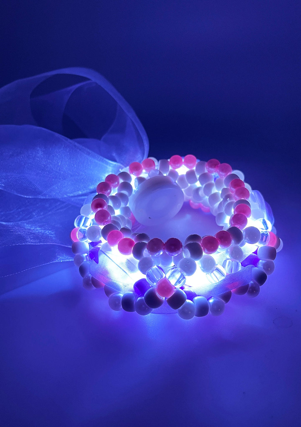  Lavender Luminous Light Up Ribbon Rave Kandi Bracelet