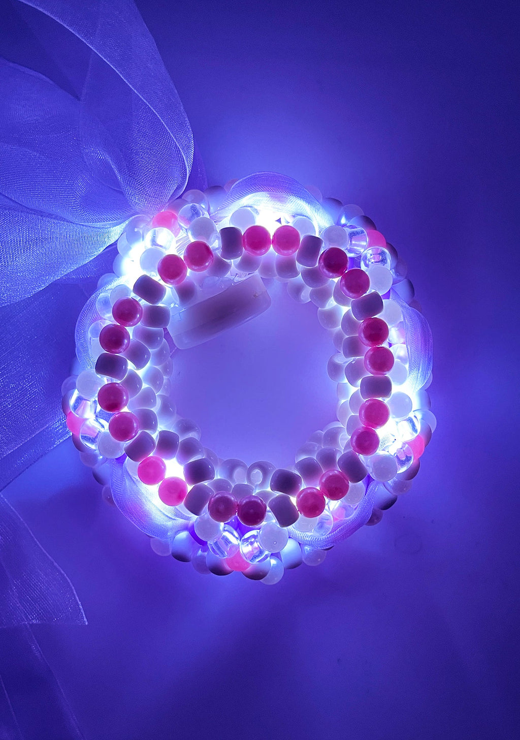  Lavender Luminous Light Up Ribbon Rave Kandi Bracelet
