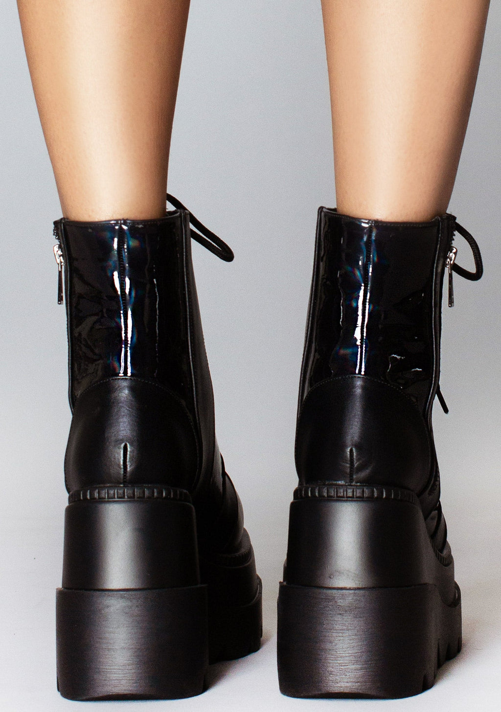  Nightshade Hologram Black Platform Boots