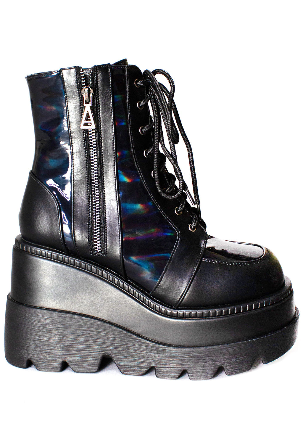  Nightshade Hologram Black Platform Boots