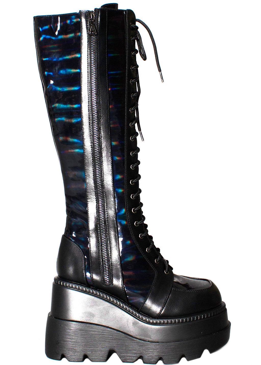  Nightshade Hi Hologram Black Platform Boots