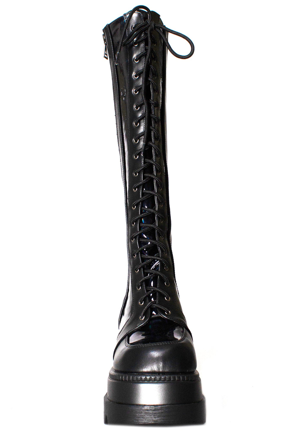  Nightshade Hi Hologram Black Platform Boots