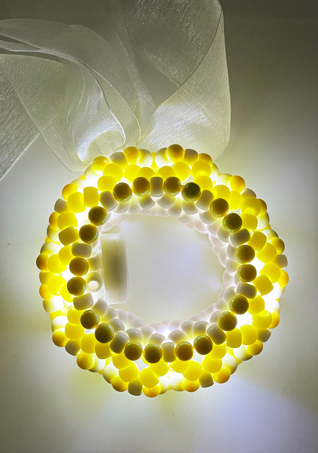  Pearlescent Sunbeam Light Up Ribbon Rave Kandi Bracelet