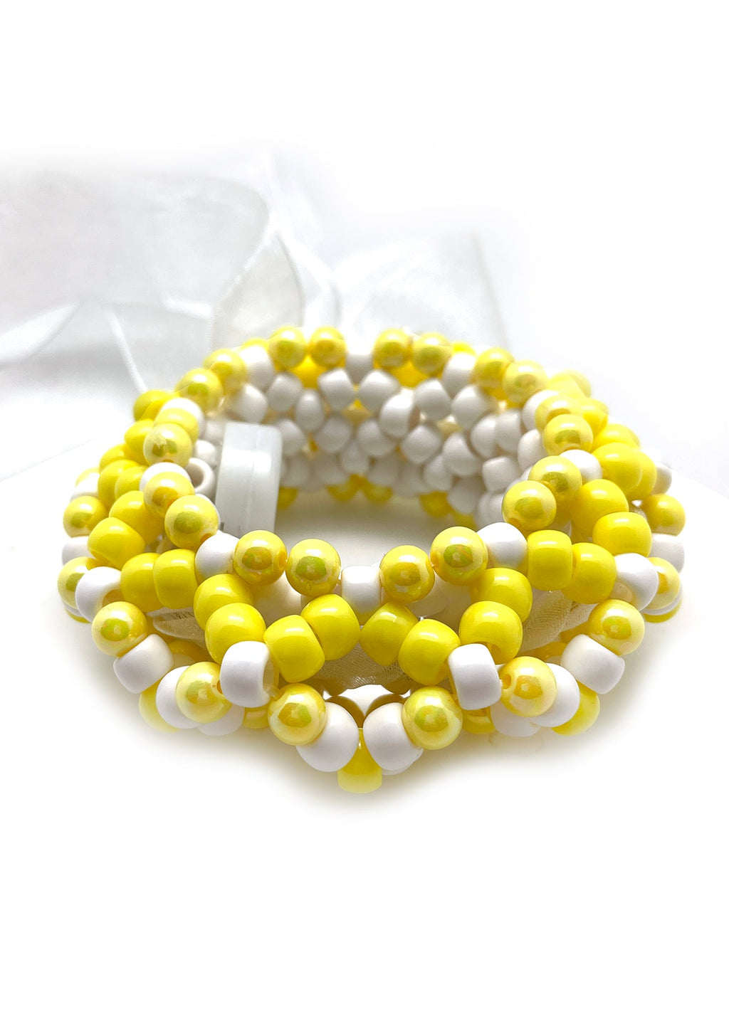  Pearlescent Sunbeam Light Up Ribbon Rave Kandi Bracelet