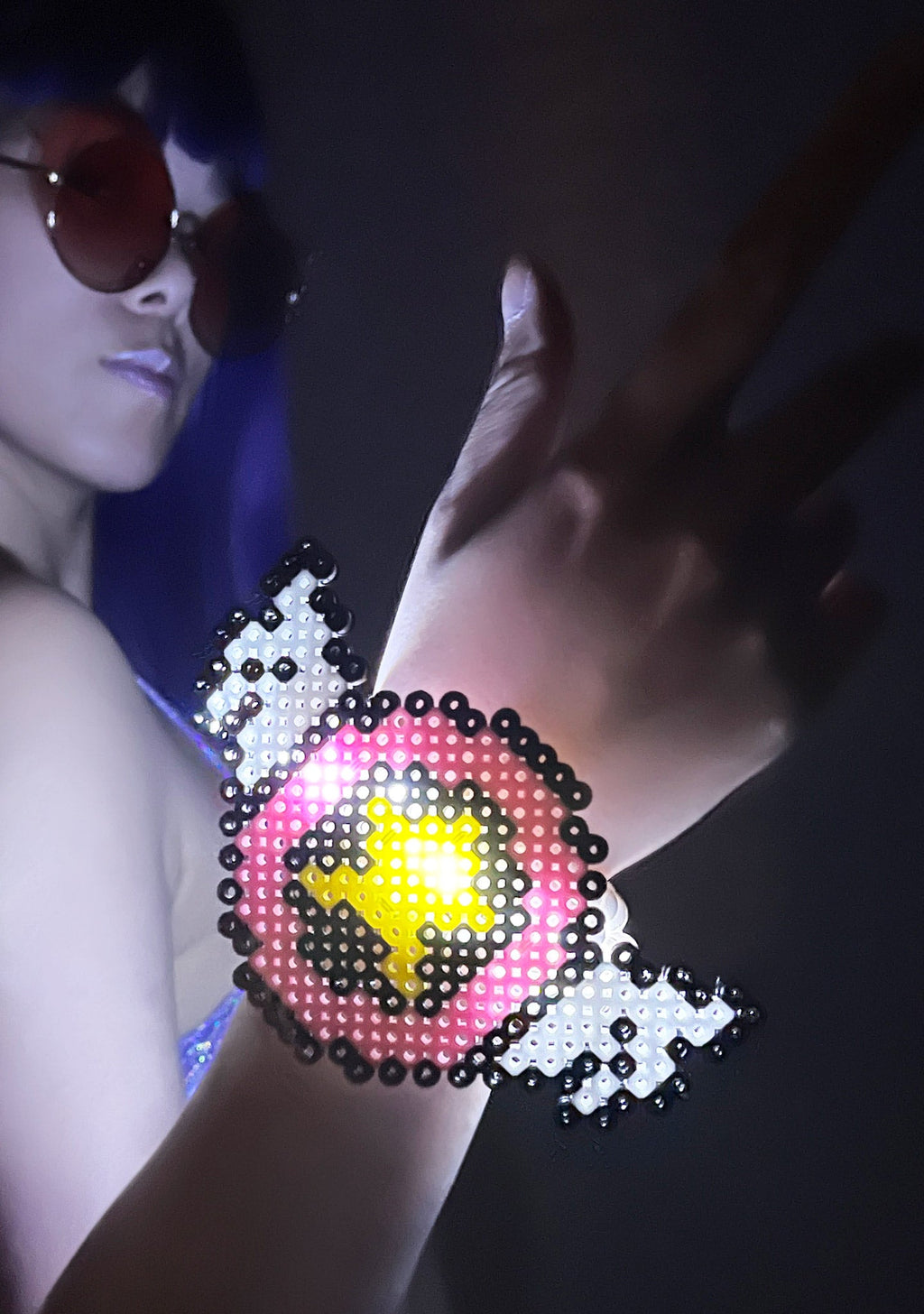  Press Start Light Up Pendant Rave Kandi Bracelet