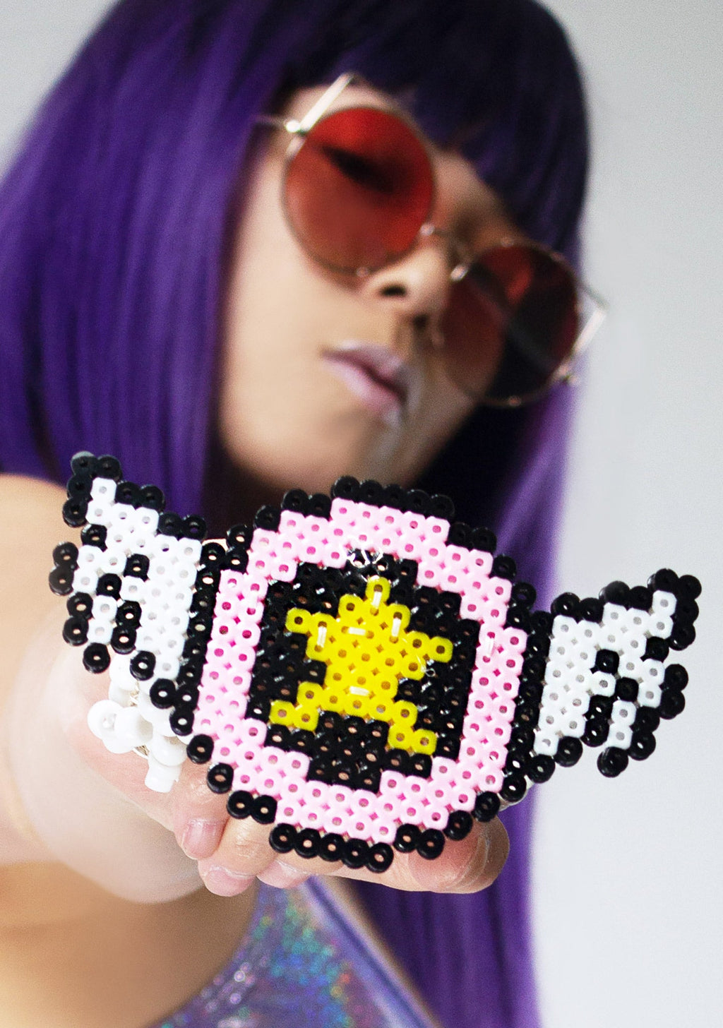  Press Start Light Up Pendant Rave Kandi Bracelet