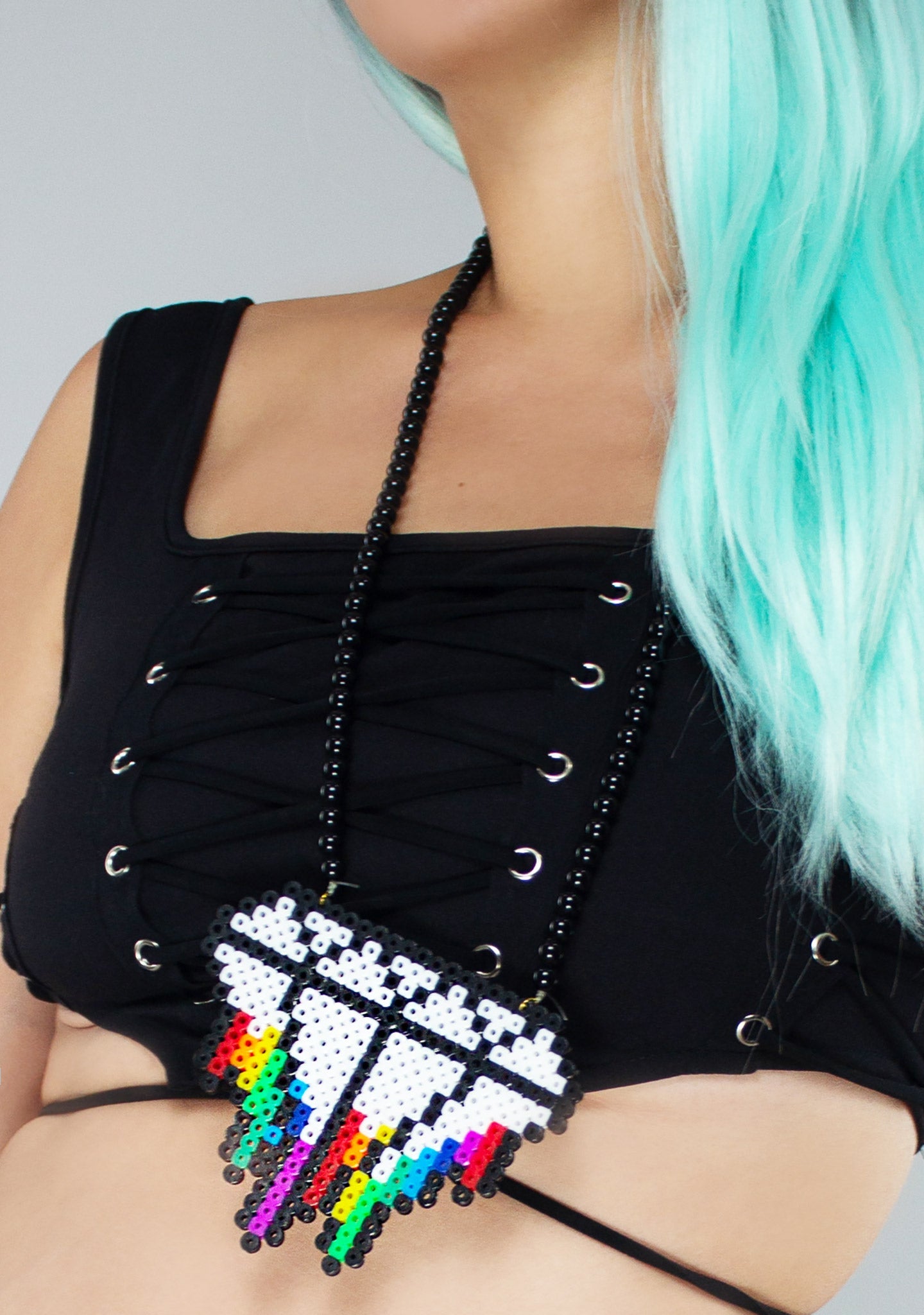  Rainbow Diamond Rave Kandi Necklace