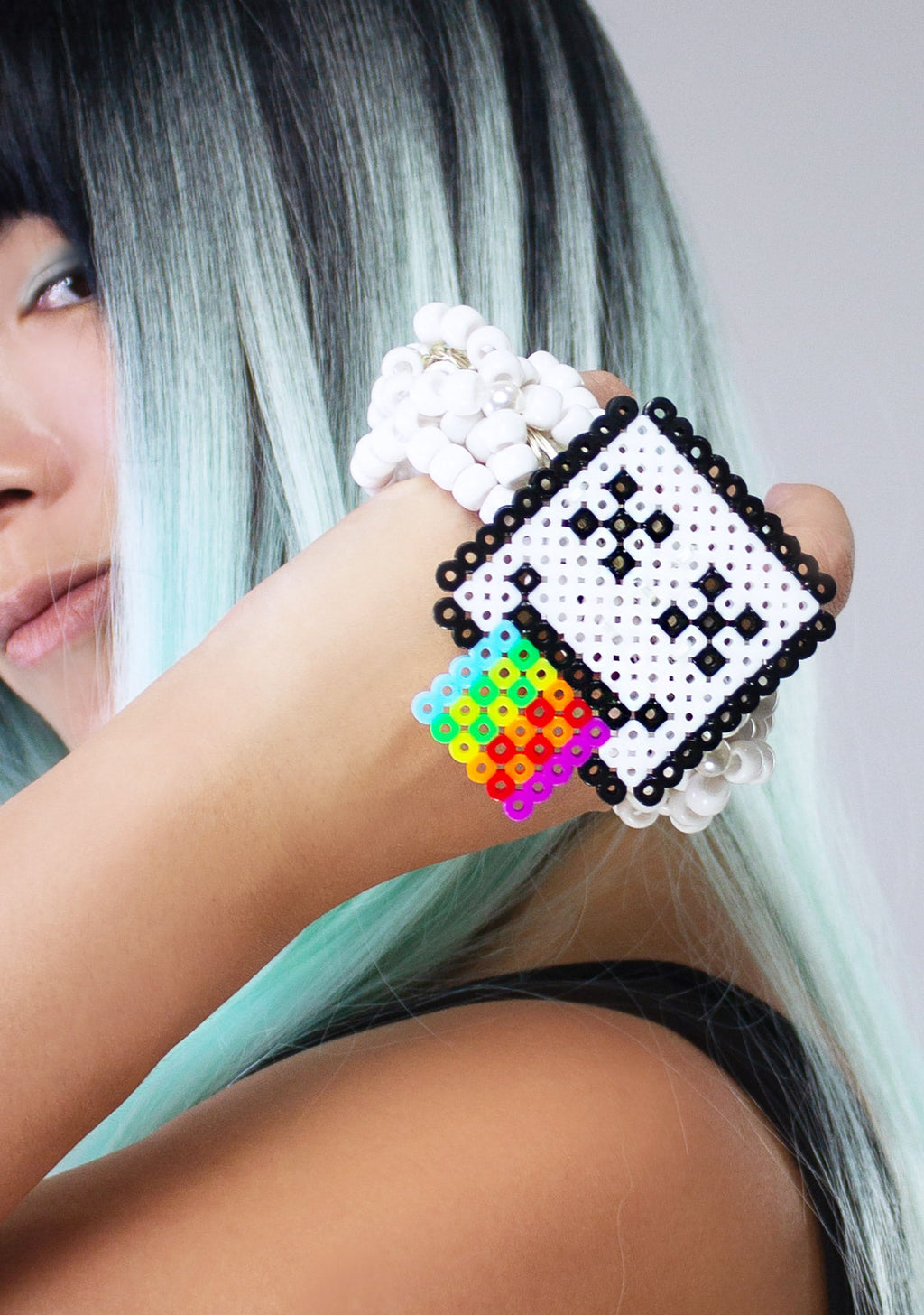  Silly Emoticon Light Up Pendant Rave Kandi Bracelet