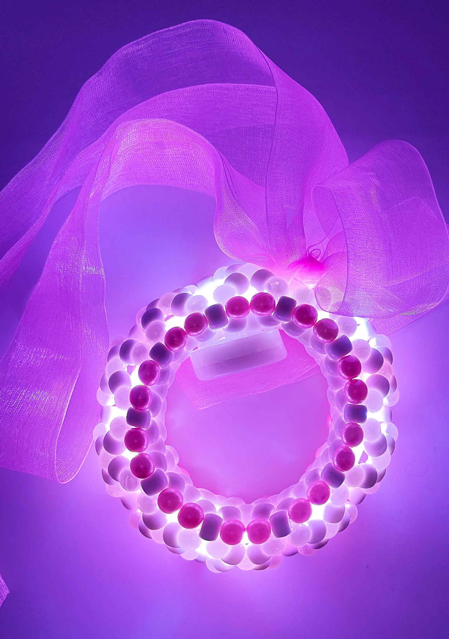  Sugar Pop Light Up Ribbon Rave Kandi Bracelet