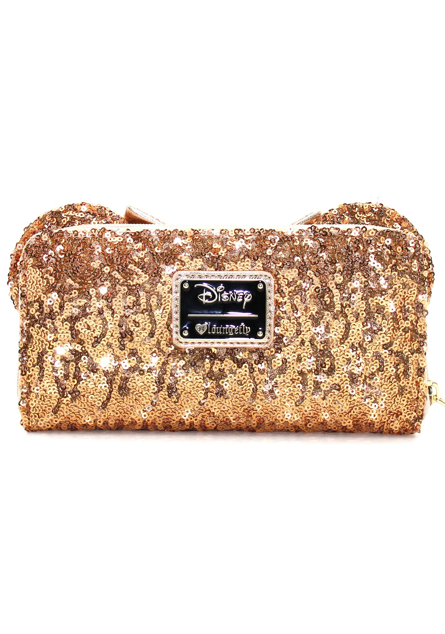 LOUNGEFLY X LASR Exclusive Disney Yellow Gold Sequin Minnie Ears Zip Around Wallet