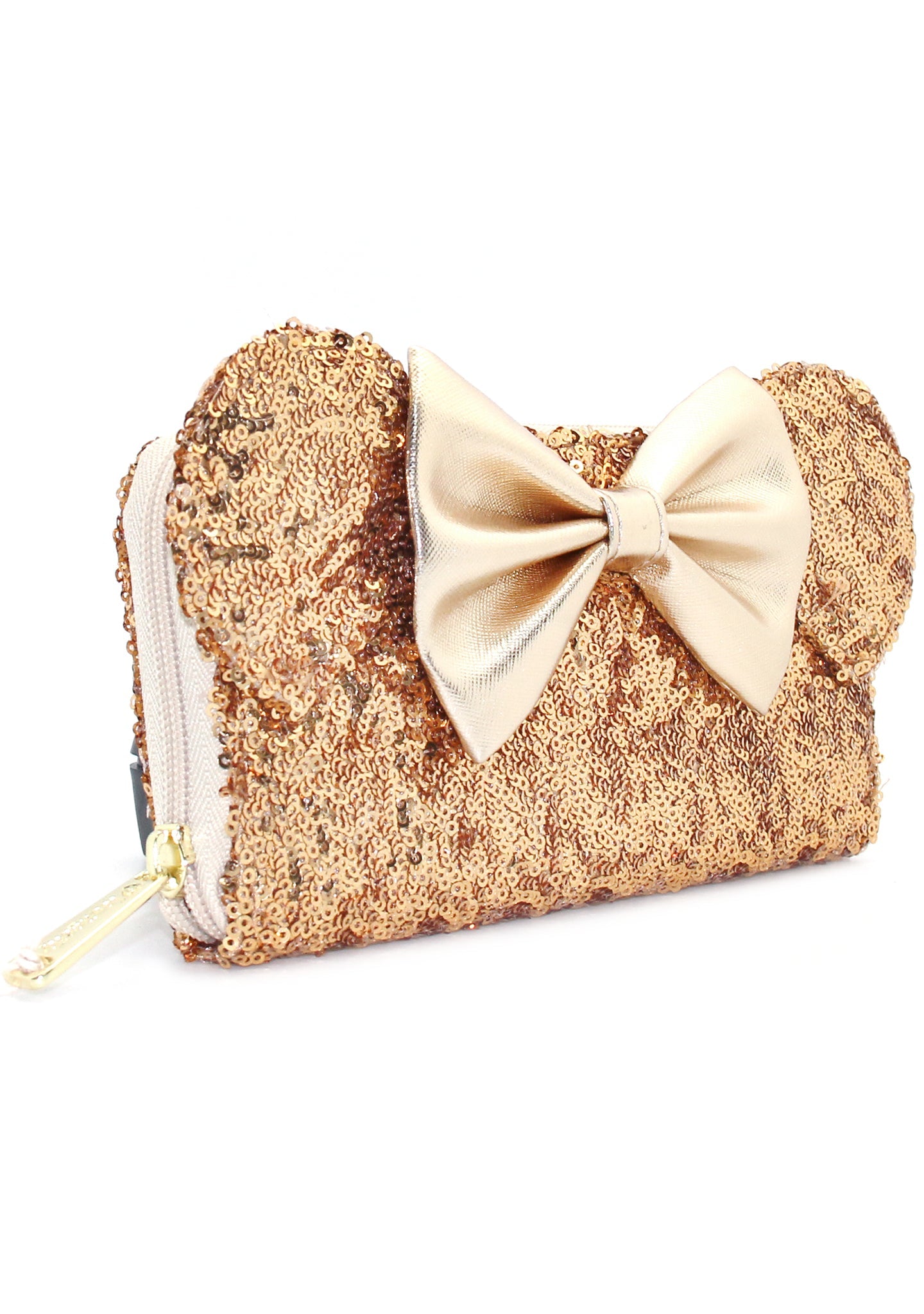 LOUNGEFLY X LASR Exclusive Disney Yellow Gold Sequin Minnie Ears Zip Around Wallet