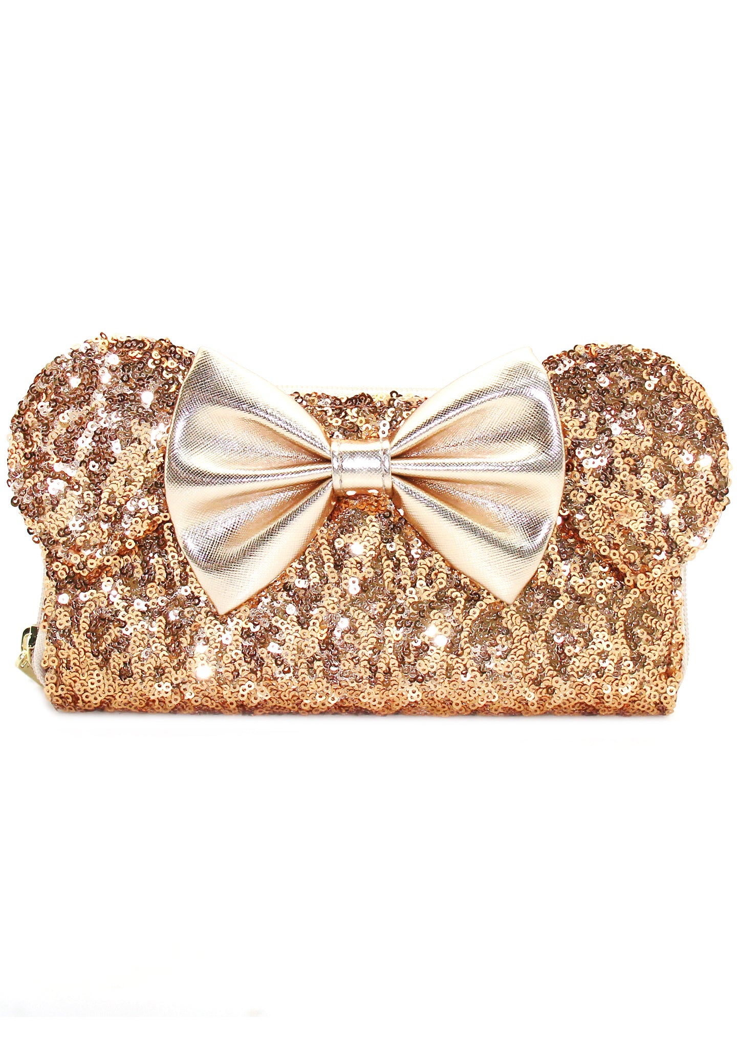LOUNGEFLY X LASR Exclusive Disney Yellow Gold Sequin Minnie Ears Zip Around Wallet